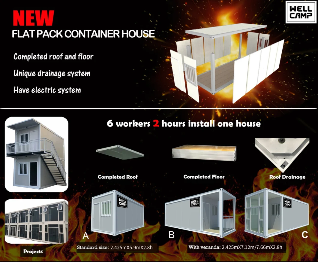 Luxury Morden Design 2 Story Container House Flat Pack Container Homes Villa Mobile Container Office Plans