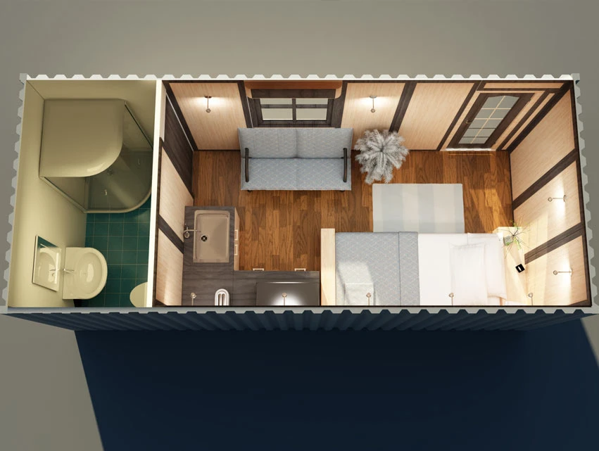 Eco-Friendly Modified Shipping Container House Show Kitchen for Sale